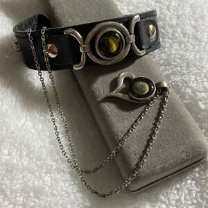 Moonglow(snap leather bracelet) w/ added necklace